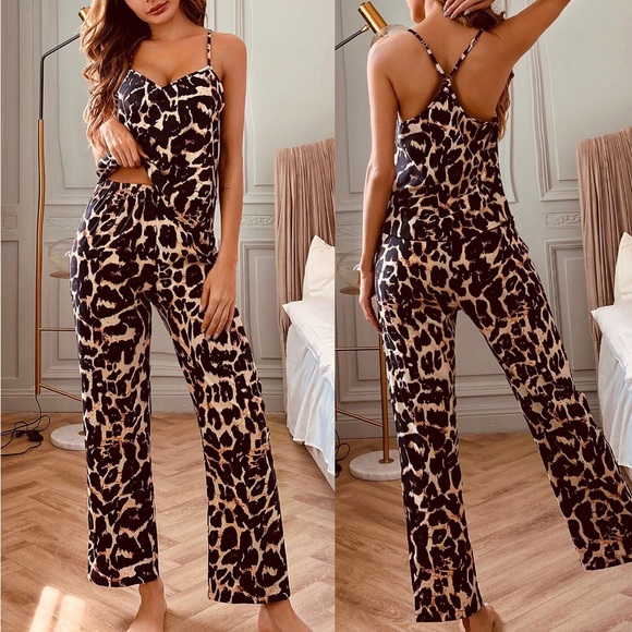 Other - 2 Piece Animal Print Silky Pajamas Set, Size Large, NWOT